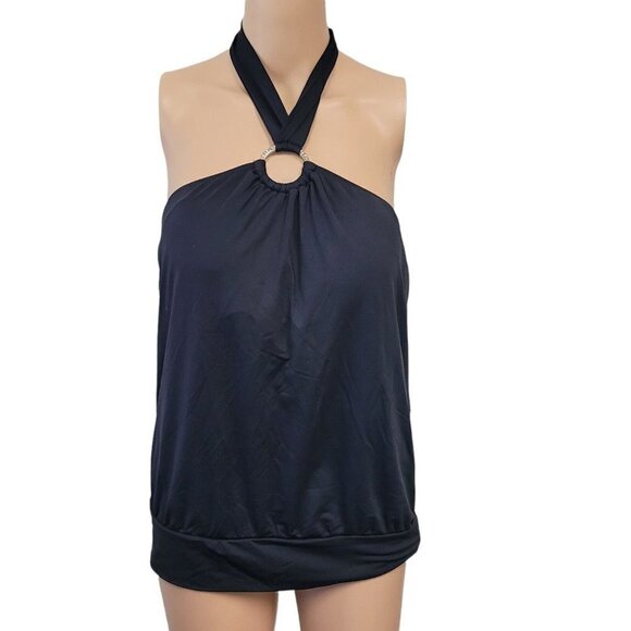 MICHAEL Kors Logo Ring Blouson Tankini Top - Iconic Solids. Size Small - Picture 5 of 10